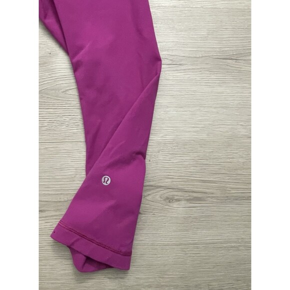Lululemon Wunder Under Crop Black Raspberry pink Size 8 Reversible Leggings - Picture 8 of 11